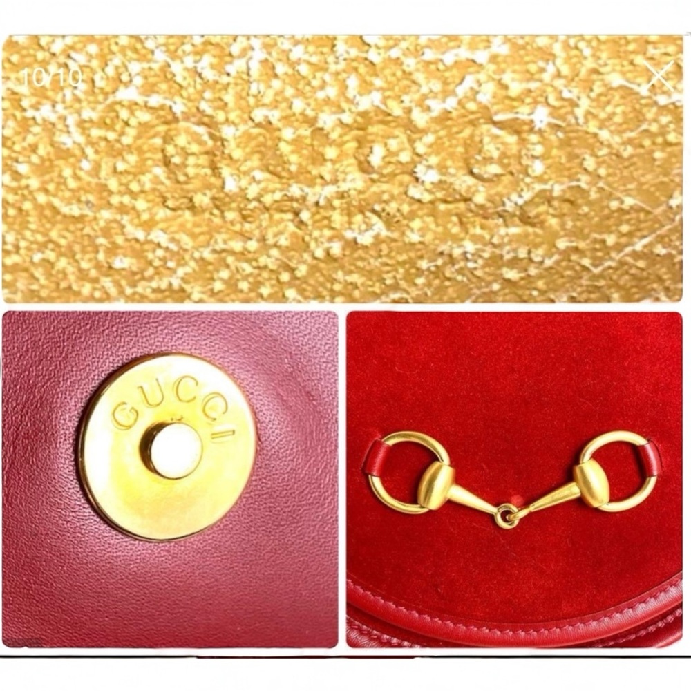 Gucci Horsebit Suede Waist Bag Mini Saddle Clutch Leather Red Gold Vintage COA - Picture 9 of 16